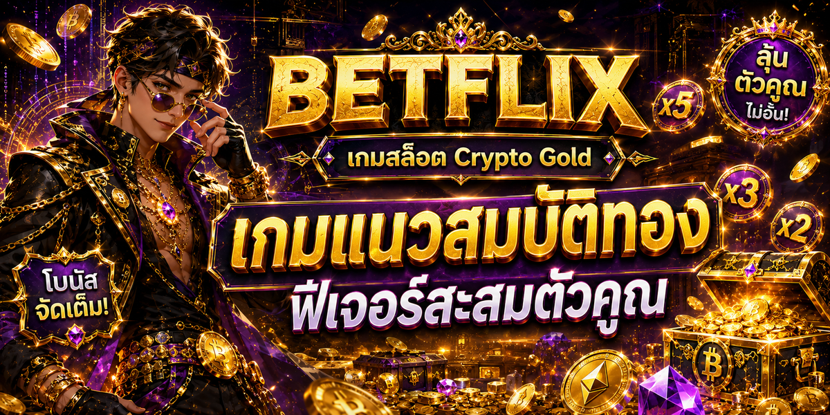 BETFLIX เกมสล็อต Crypto Gold เกมแนวสมบัติทอง ฟีเจอร์สะสมตัวคูณ